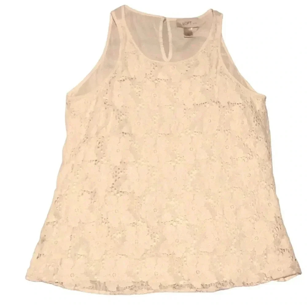 LOFT Petite Lace Floral Tank Top- Size Medium Petite